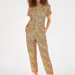 Farm Rio Leopard Pop Jumpsuit size XS animal print